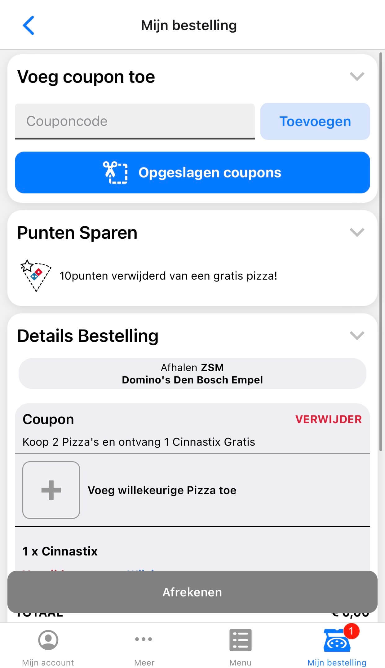 Coupon in basket